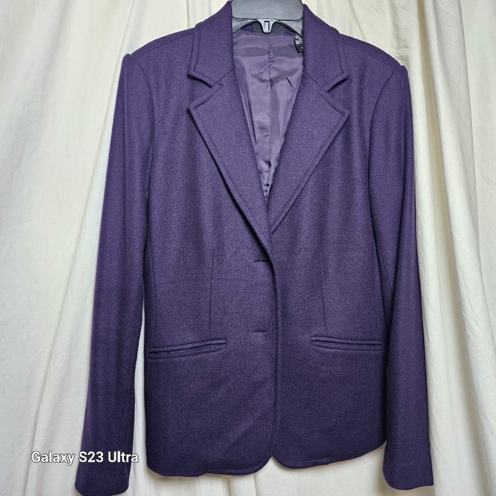 New York & Company purple blazer wool blend size 4